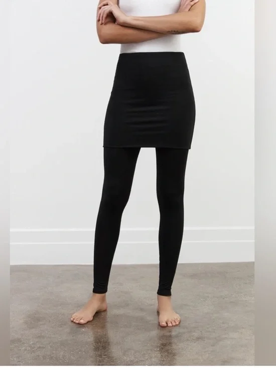 New Marcella Burke Skirted Black Leggings Size Small - Picture 3 of 11